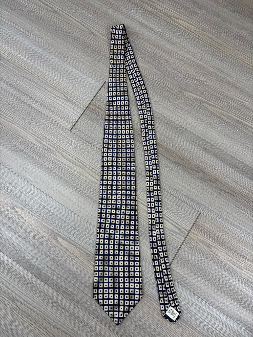 GAP Navy and Cream Geometric Silk Tie Made in USA